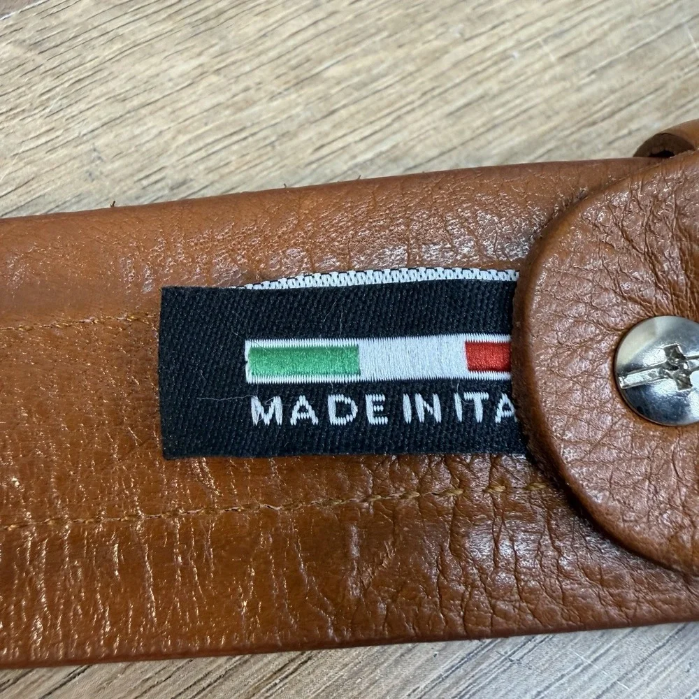 Officin Artigiana Italia Leather Belt Mens 38 Tango Cognac Brown Made In Italy